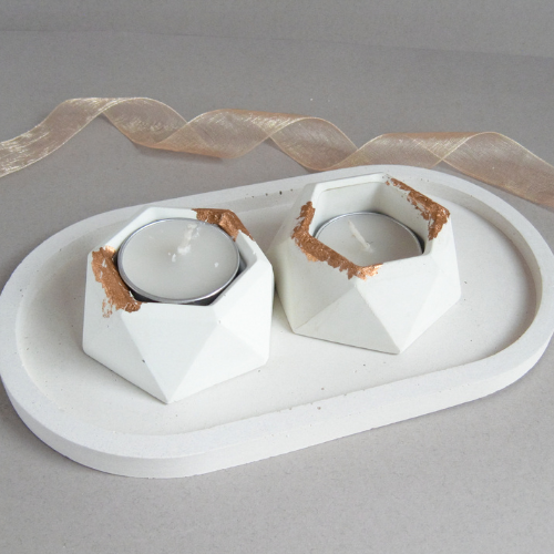 Concrete Gold Candle Holder (Set of 2)