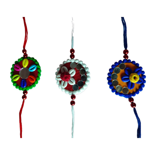Handmade Multicolour Rakhi Combo (Set of 3)