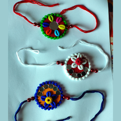 Handmade Multicolour Rakhi Combo (Set of 3)