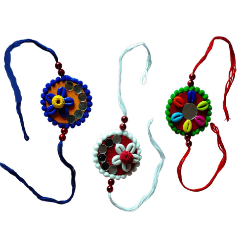 Handmade Multicolour Rakhi Combo (Set of 3)