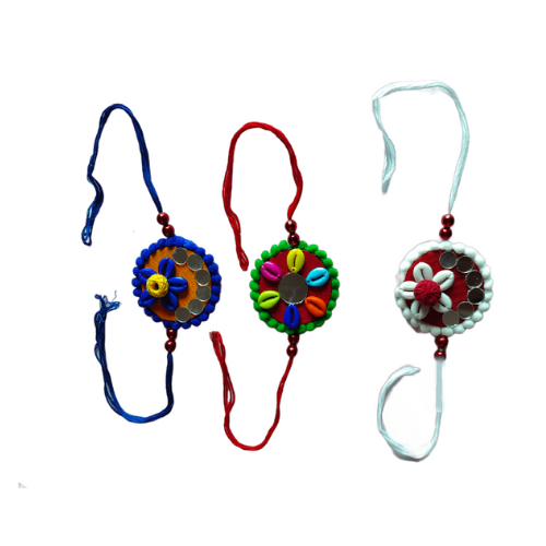Handmade Multicolour Rakhi Combo Set (Set of 3)
