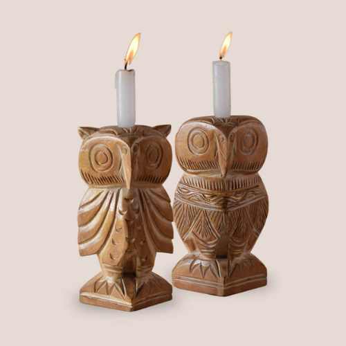 Wooden Candle Holders (Set of 2)