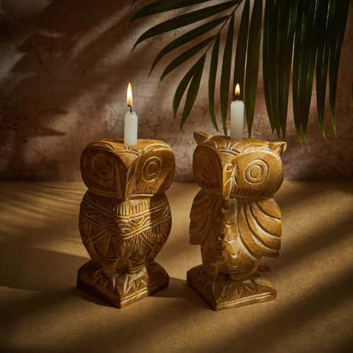 Wooden Candle Holders (Set of 2)