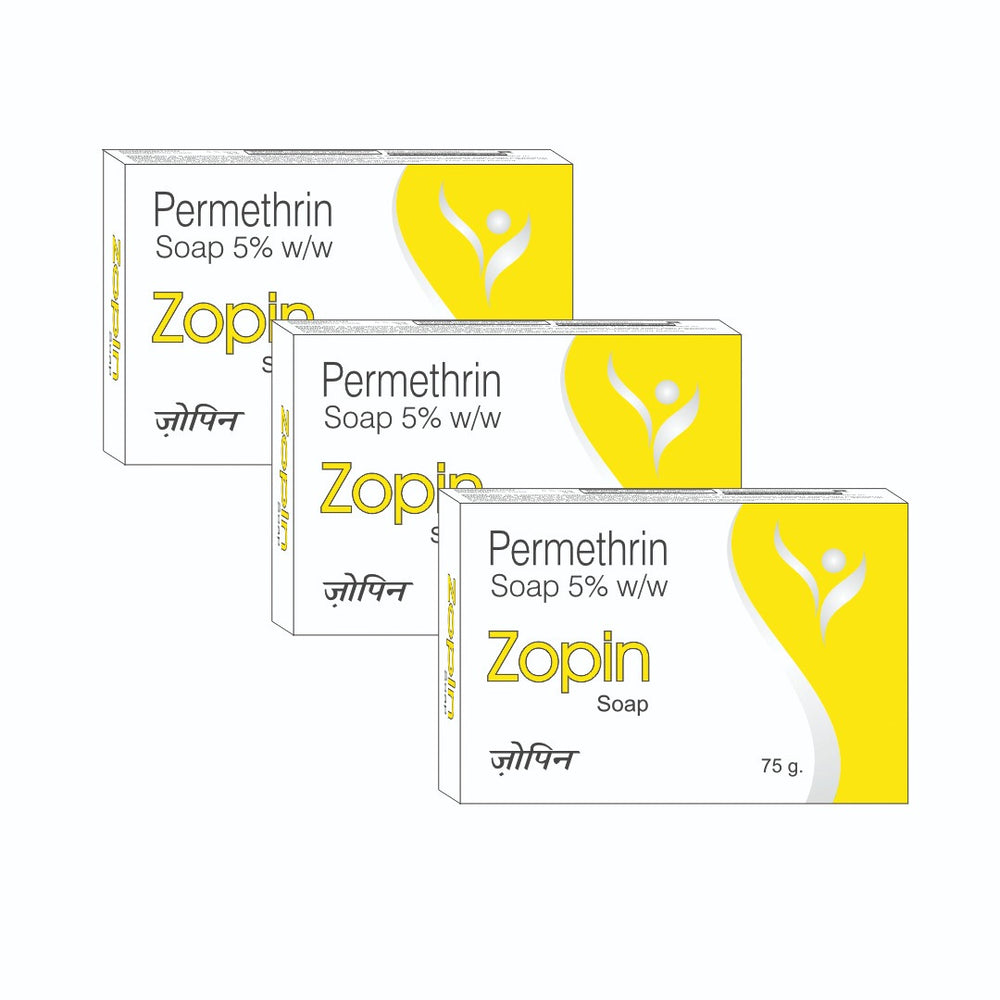 Tantraxx Zopin Permethrin 5% w/w Germ Protection Soap For All Skin Type For Men & Women (Pack of 3) 75g Each