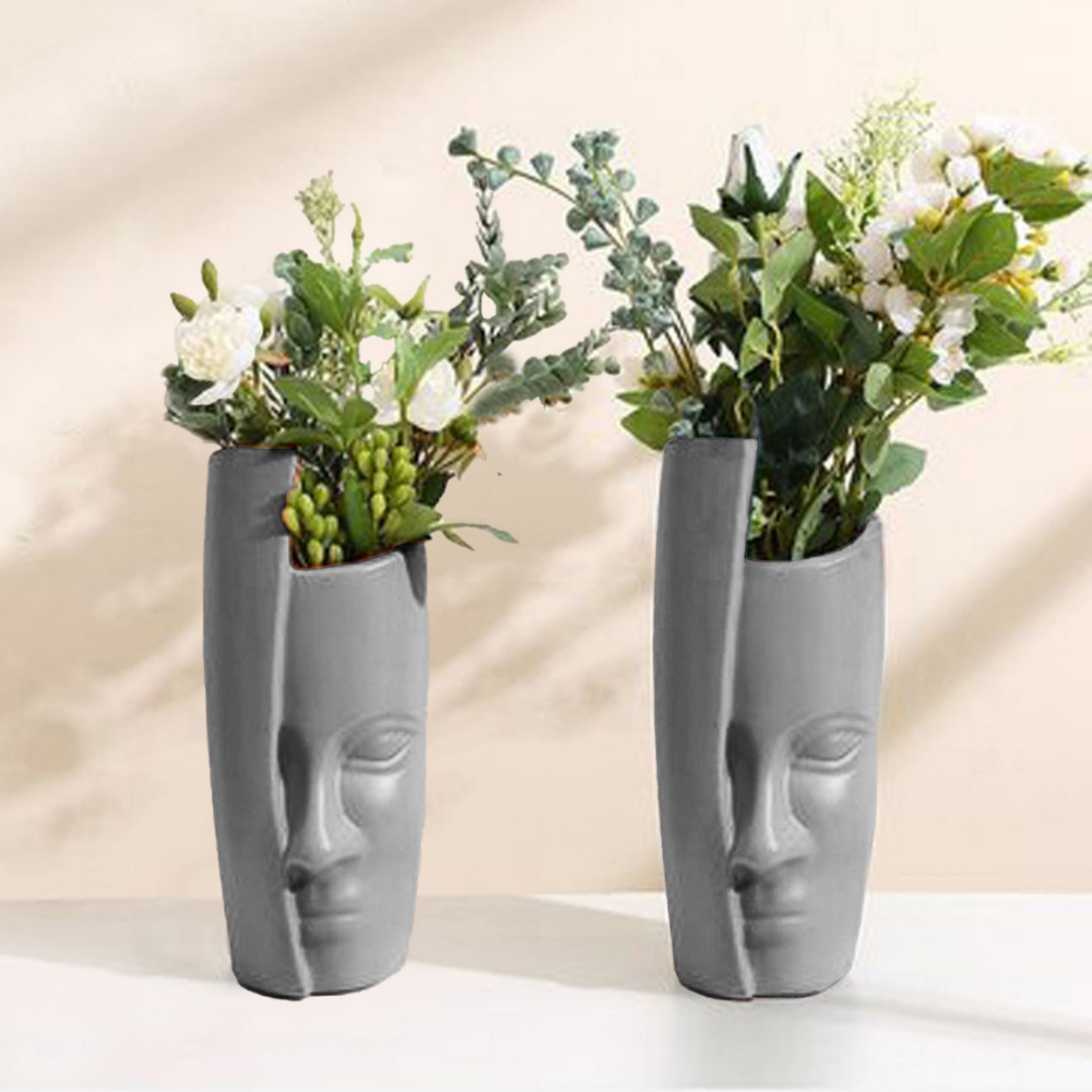Half-Face Planters/Pots (Set of 2)