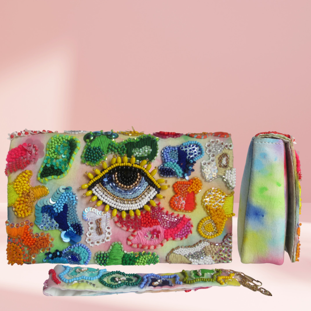 Hand-embroidered Sequinned Handbag