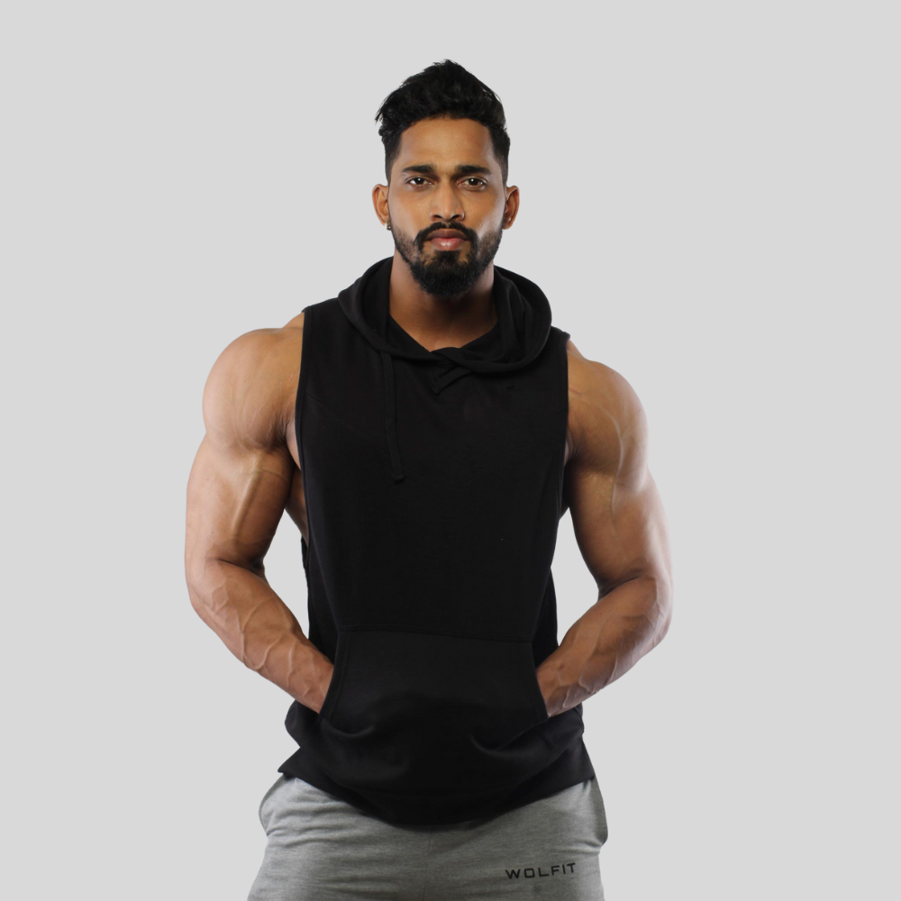 Men's Gym Sleeveless Tank Tops Stringer Hoodie
