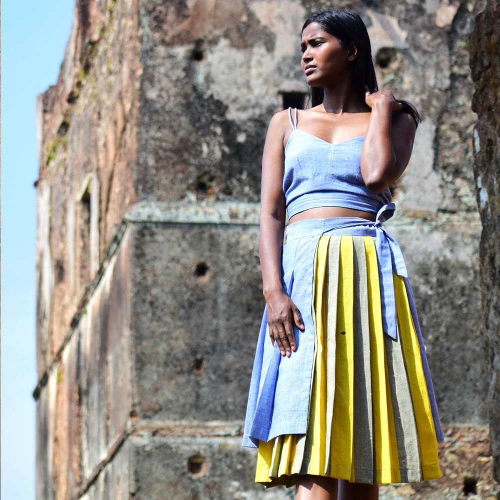 Wrap-around Pleated Skirt