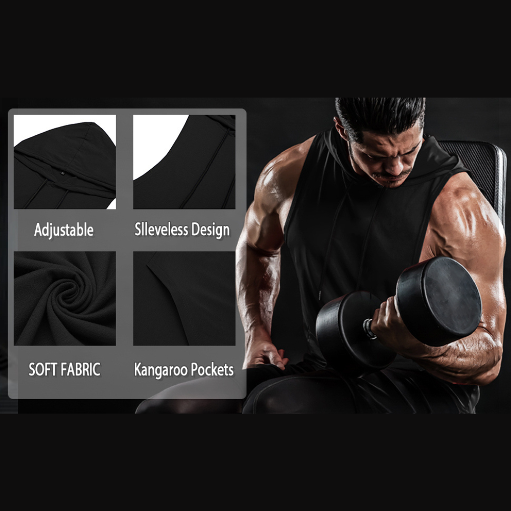 Men's Gym Sleeveless Tank Tops Stringer Hoodie