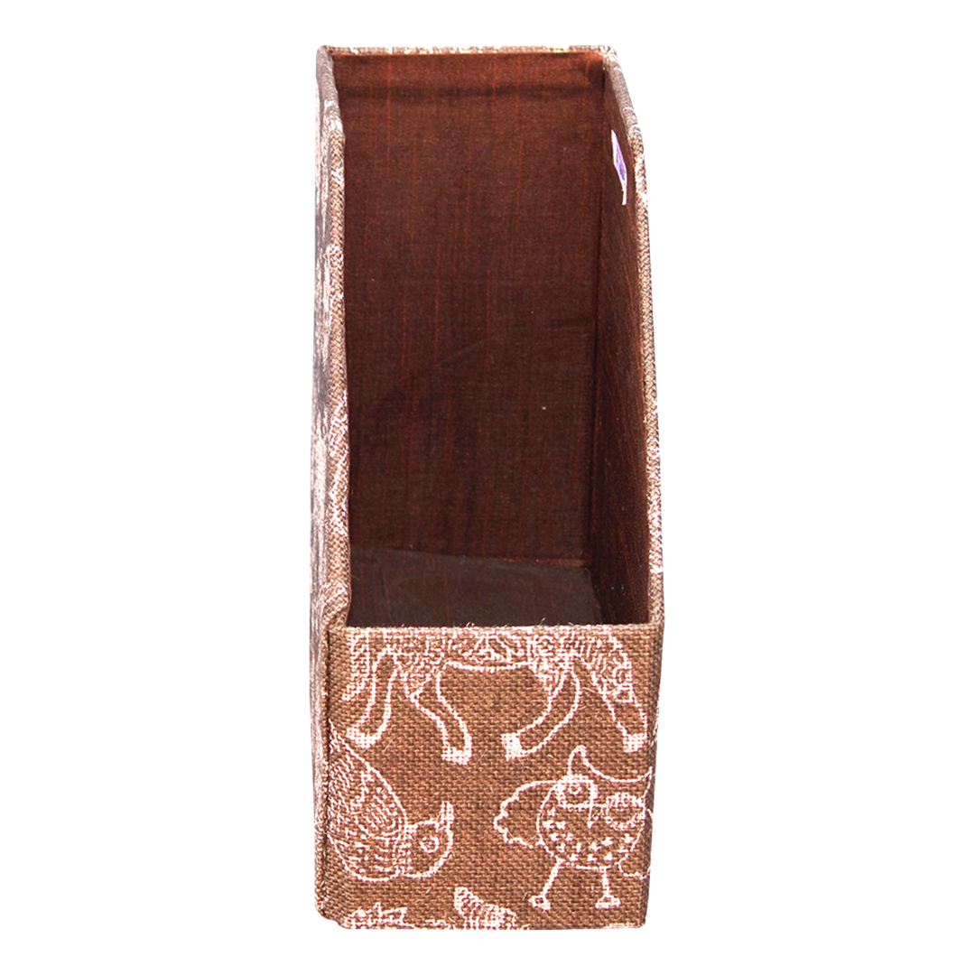 Indha Single Compartment Multiutility Magazine Cum Books Holder in Block Print Jute