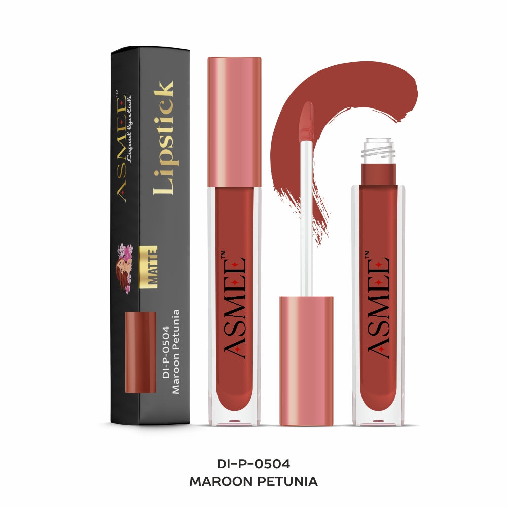 
                  
                    Maroon Petunia-Asmee Liquid Matte Lipstick (4ml)
                  
                