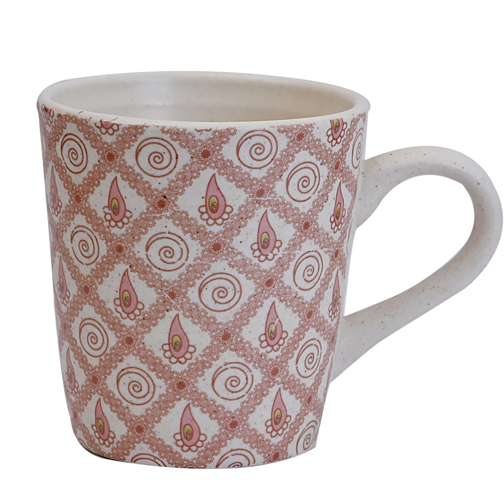 Handmade Floral Ceramic Stoneware Mugs (Set of 4)