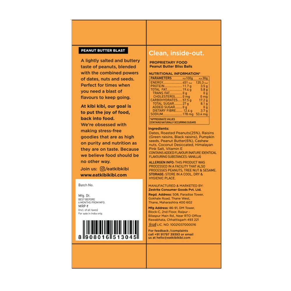 Kibi Kibi Peanut Butter Blast Bliss Balls (Pack of 5)