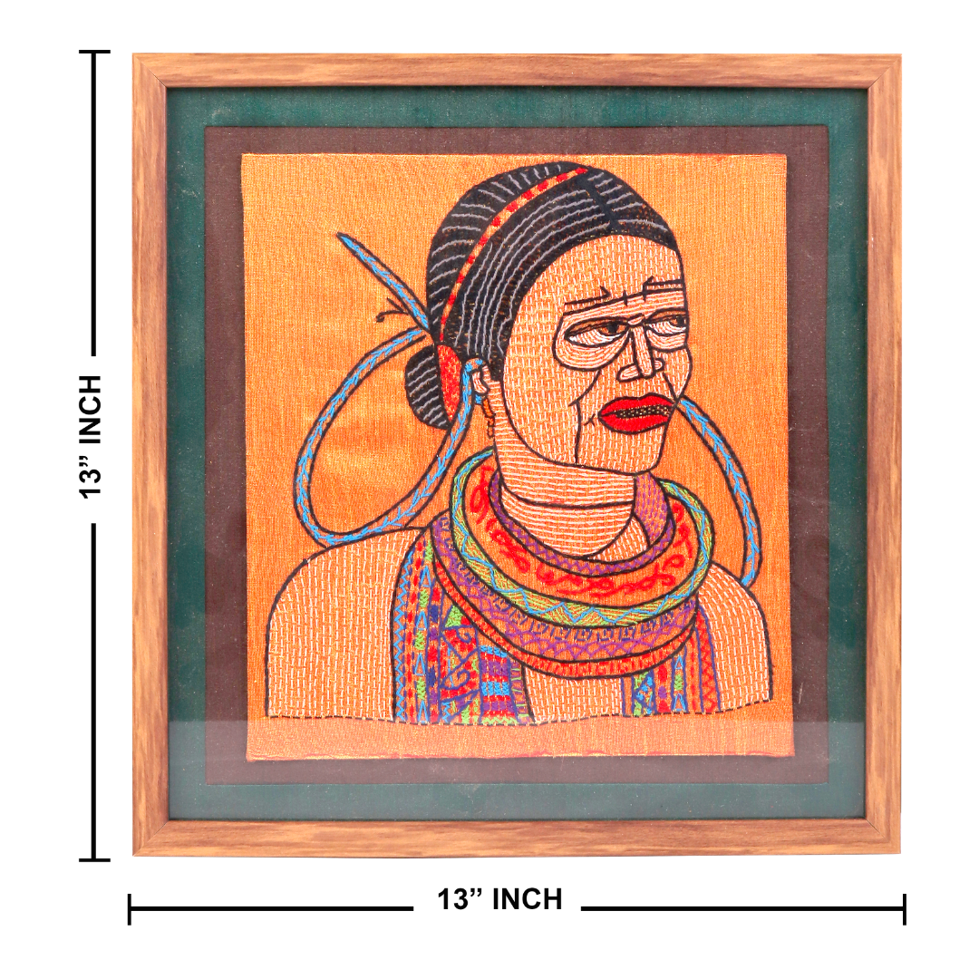 Indha Gond Woman Wall Décor with Wooden Frame