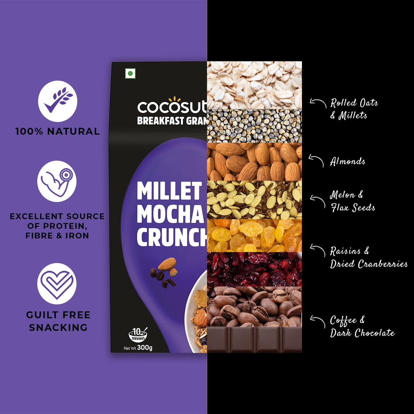 Cocosutra Granola - Millet Mocha Crunch (300g)