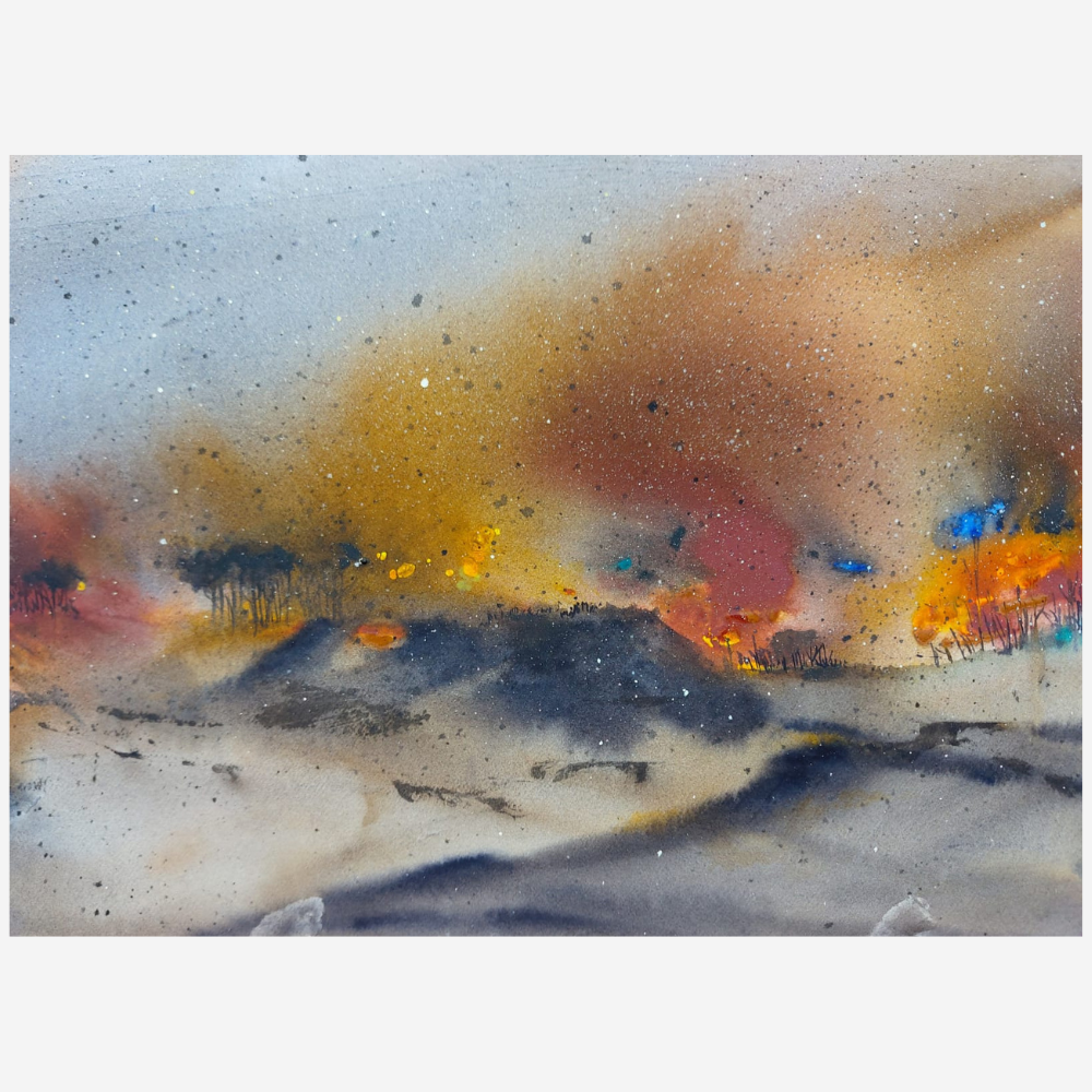 Desert Rain Watercolour Painting