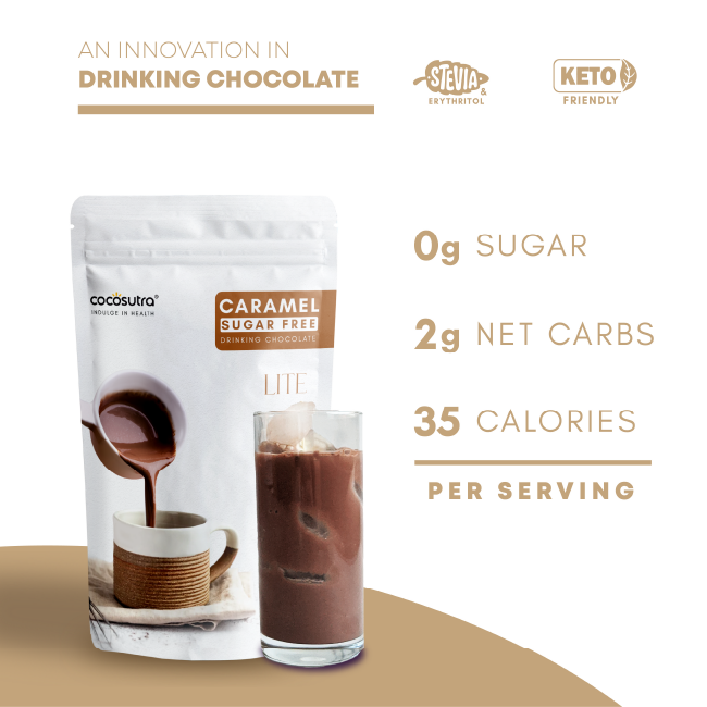 Cocosutra LITE - Sugar Free Drinking Chocolate Mix - Caramel (200g)