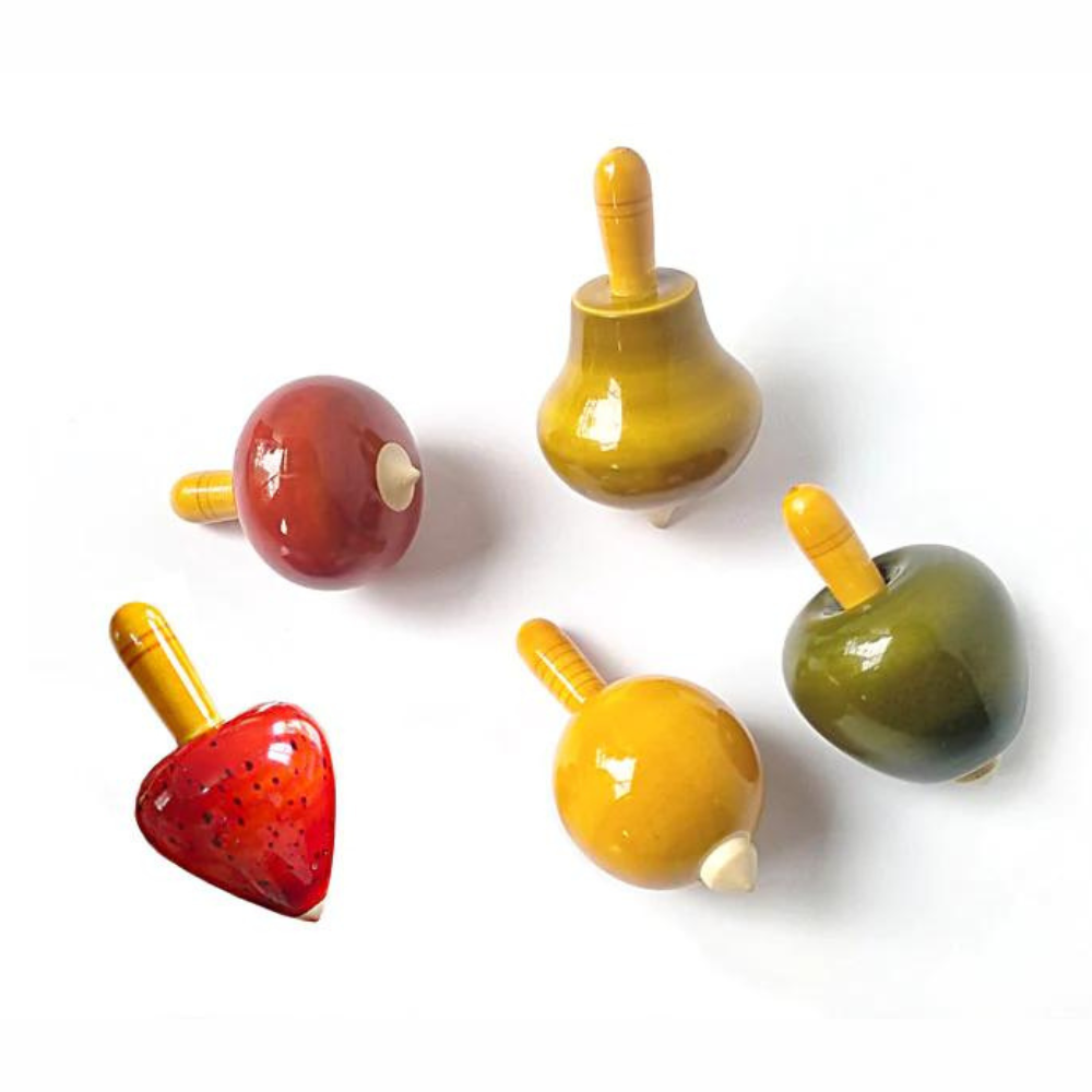 Fairkraft Creations Fruit & Vegetable Spinning Tops Assorted (Set of 5)