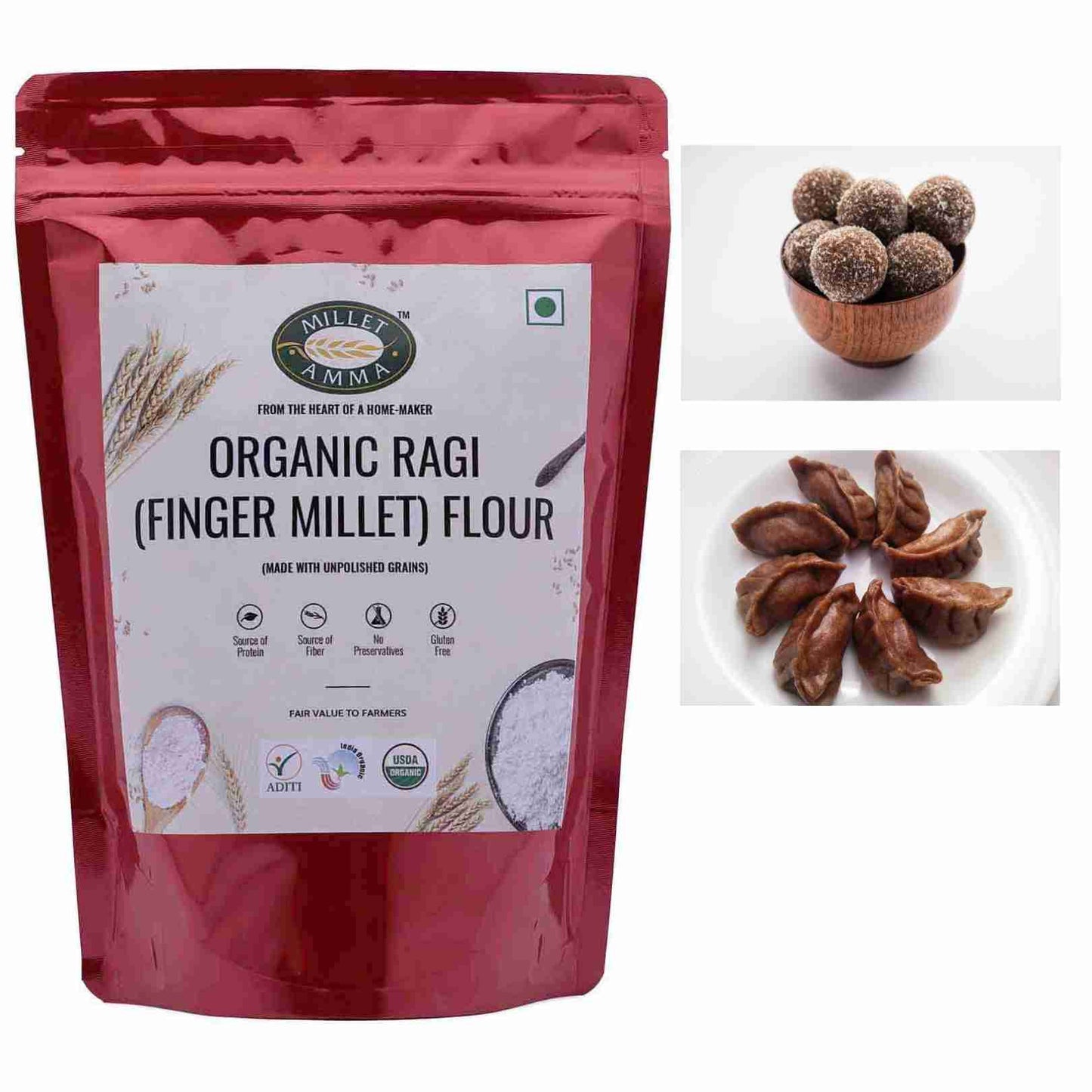 Millet Amma Organic Ragi Millet Flour (500g)