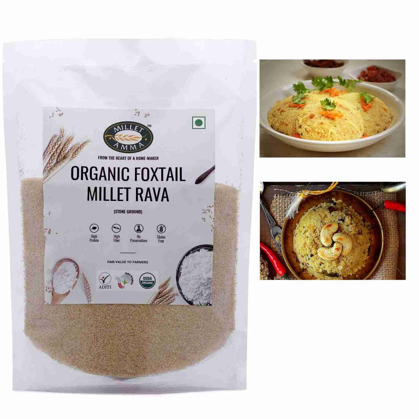 Millet Amma Foxtail Millet Rava Organic (500g)