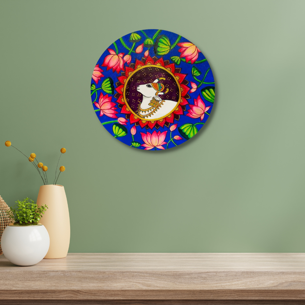 Pichwai Lotus and Cow Wall Plate