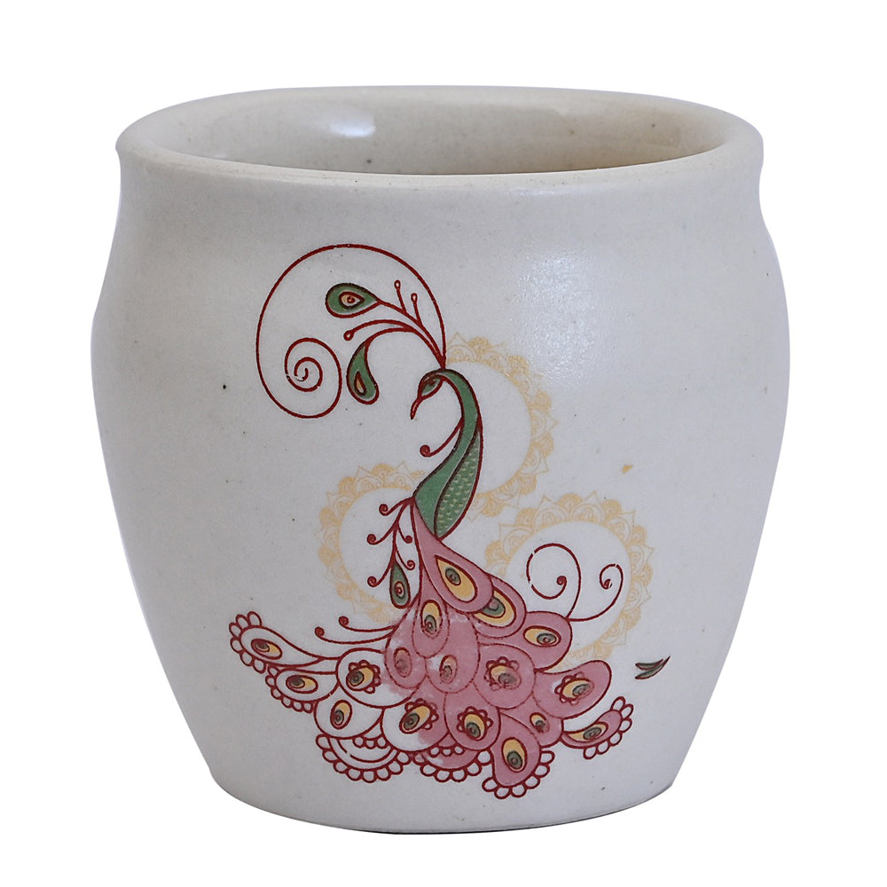 Handmade Ceramic Stoneware Kulhad - Floral (Set of 6)