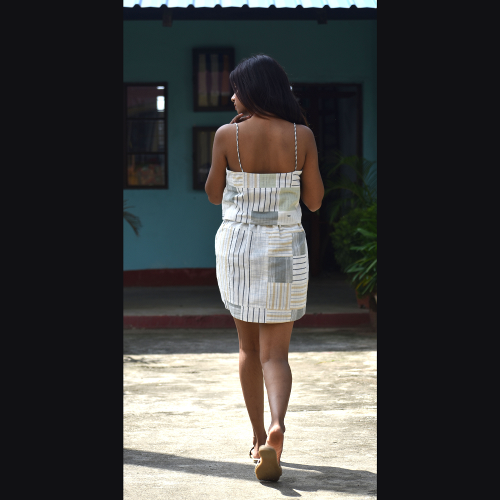Hand-embroidered Crop Top with Skirt