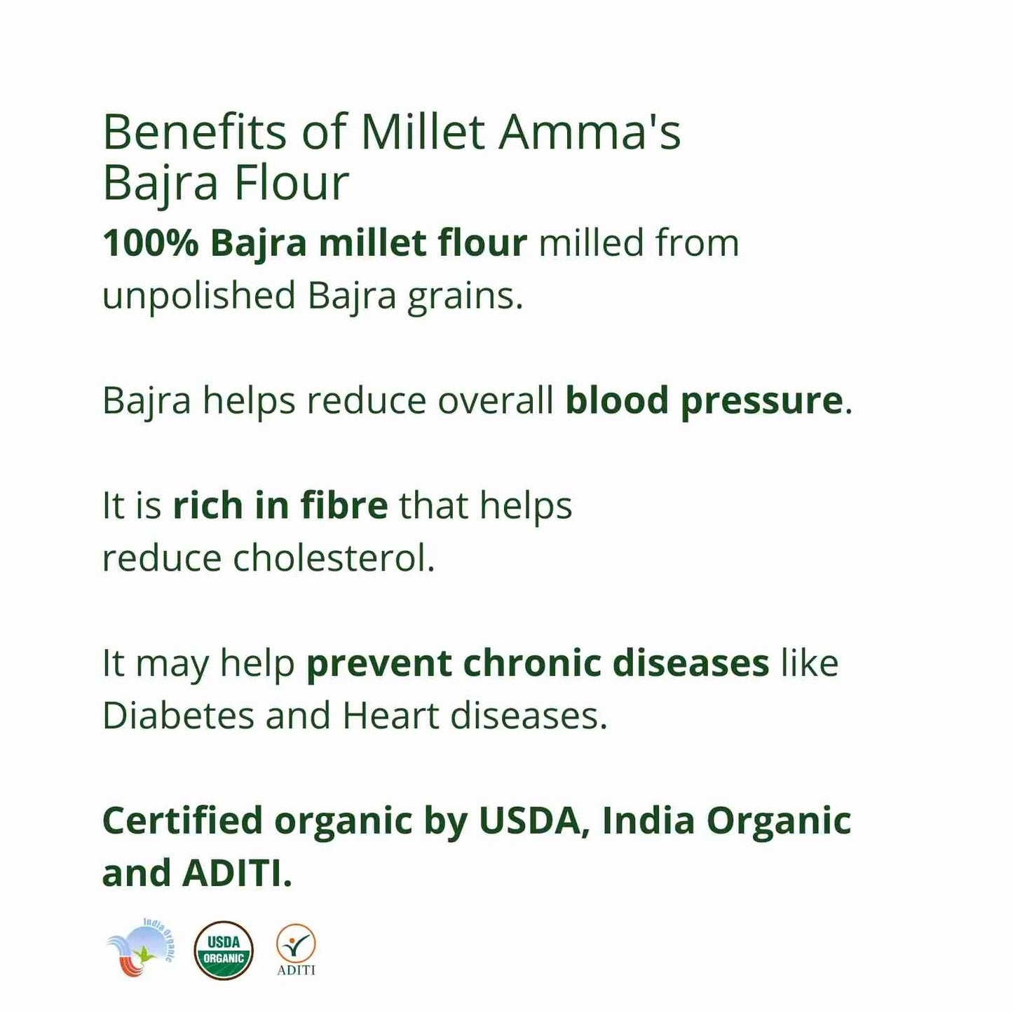 Millet Amma Bajra (Pearl Millet) Flour Organic (500g)