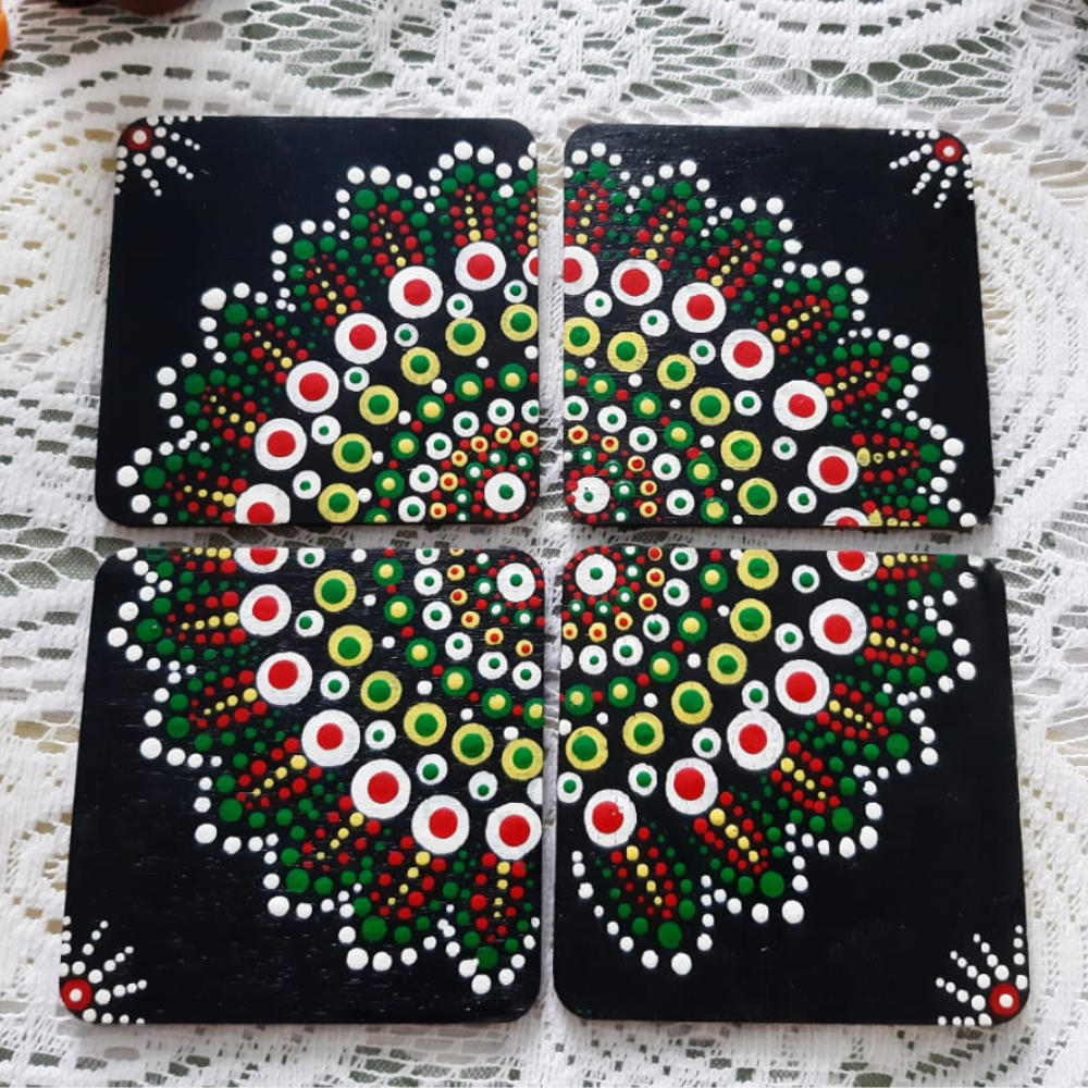 Mandala Art Wooden Coasters (Set of 4)