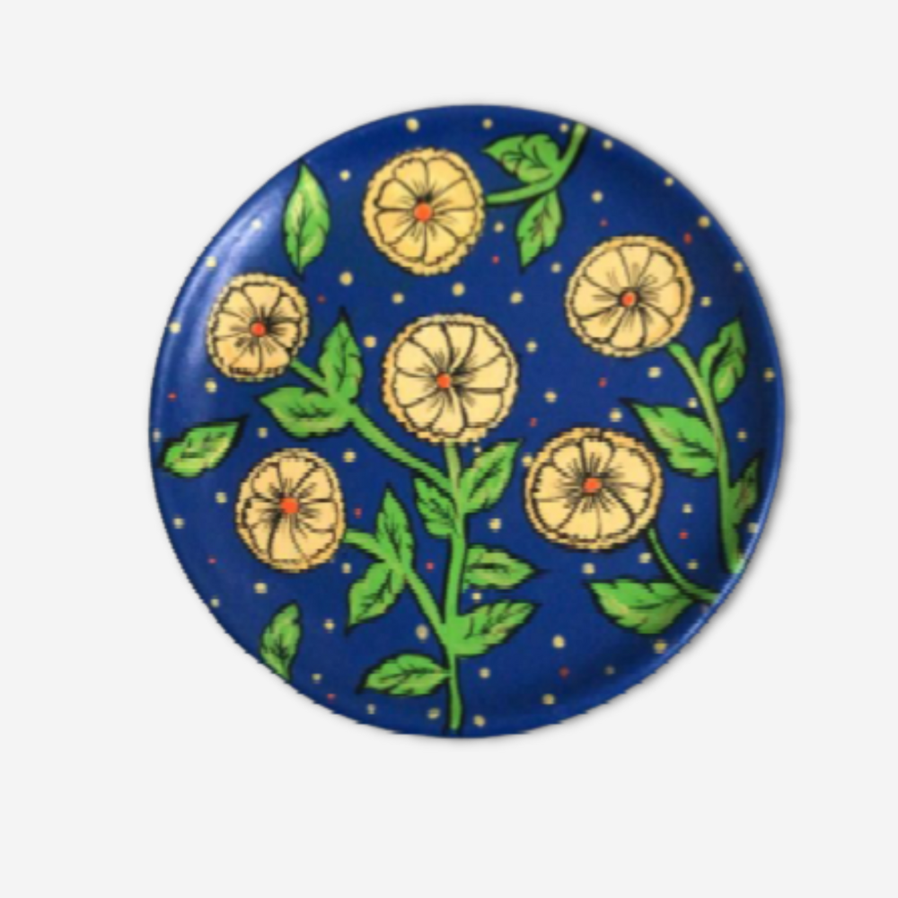 Kalamkari Flowers Wall Plate