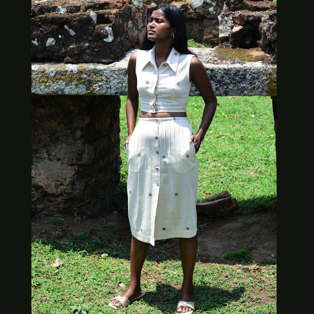 Collared Sleeveless Top and Skirt