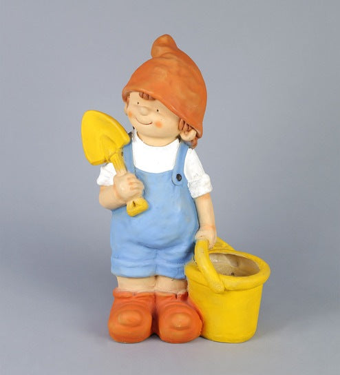 Boy with Bucket and Spade Planter