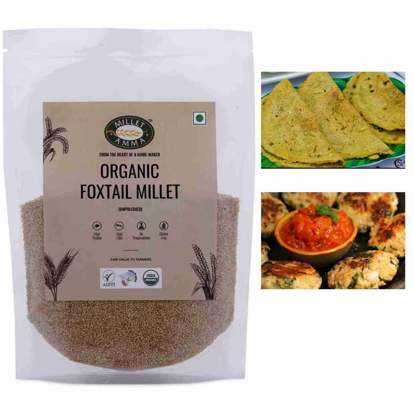 Millet Amma Foxtail Millet Grains Organic (500g)