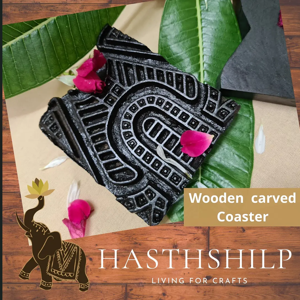 Wooden Carved Coaster (Set of 2)