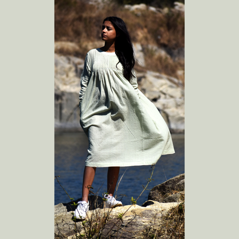 Pin Tuck Cotton Dress
