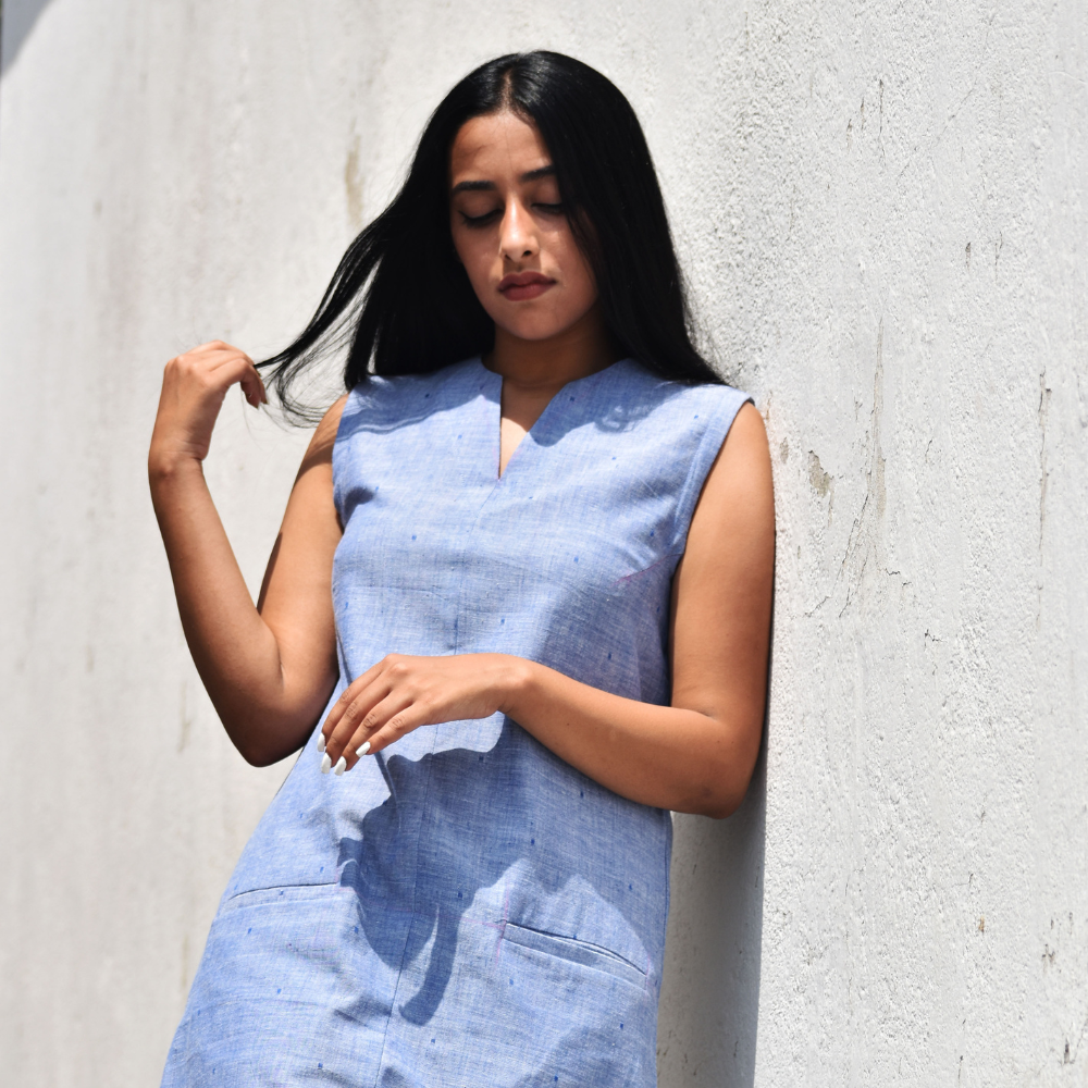 V-neck Sleeveless Mini Dress