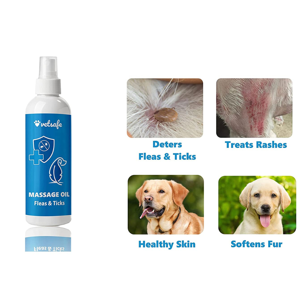 VetSsafe Massage Oil for Dogs Flea and Tick Control (200ml)