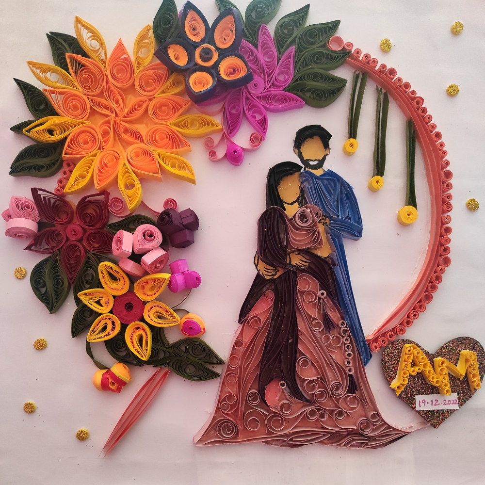 Couple Quilling Art Piece