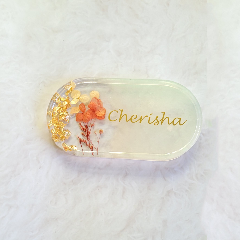 Trinket Tray With Flower And Name