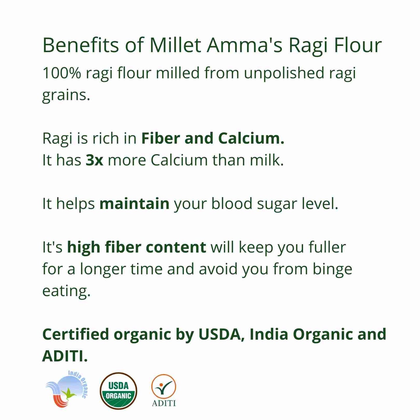 Millet Amma Organic Ragi Millet Flour (500g)