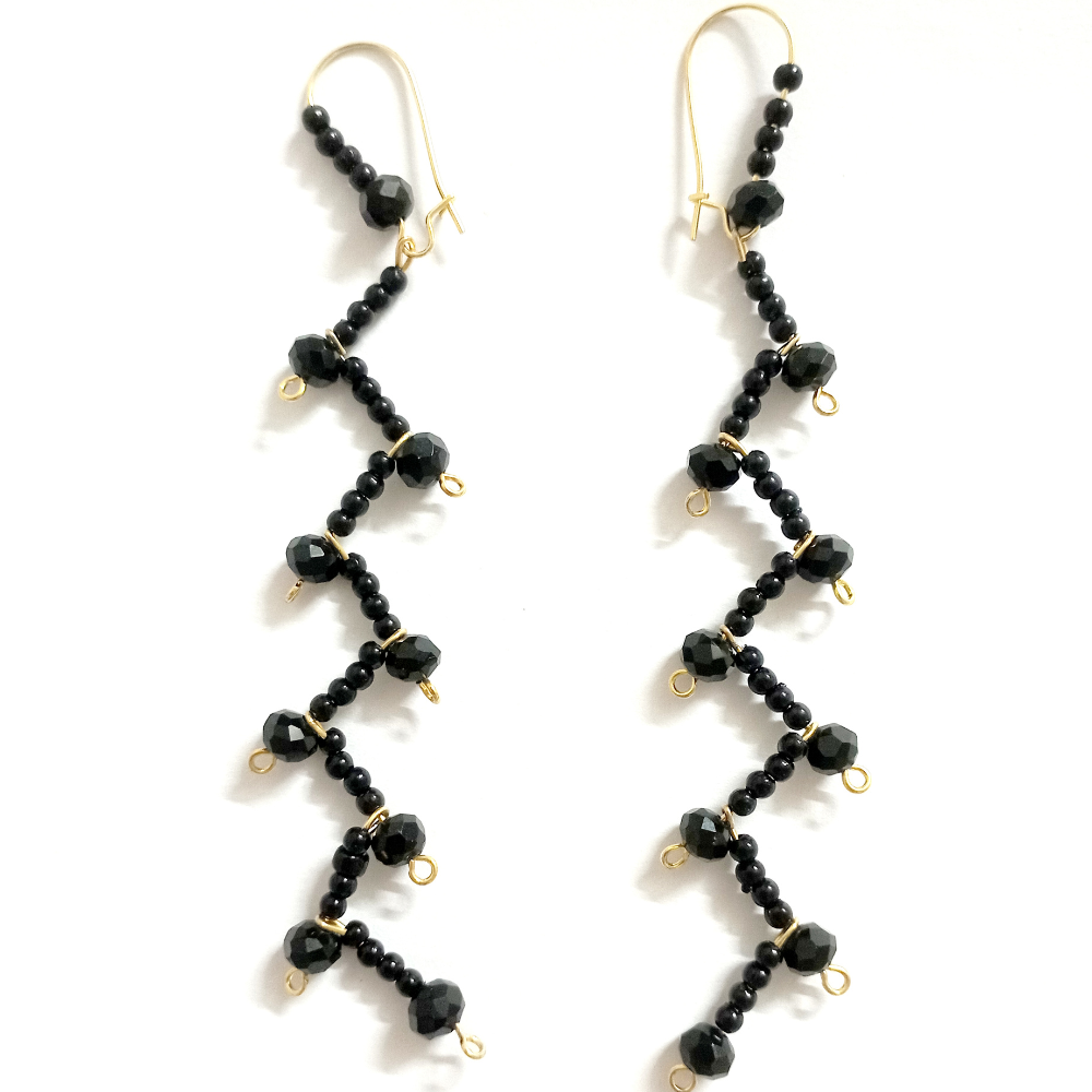 Zig Zag Black Earrings