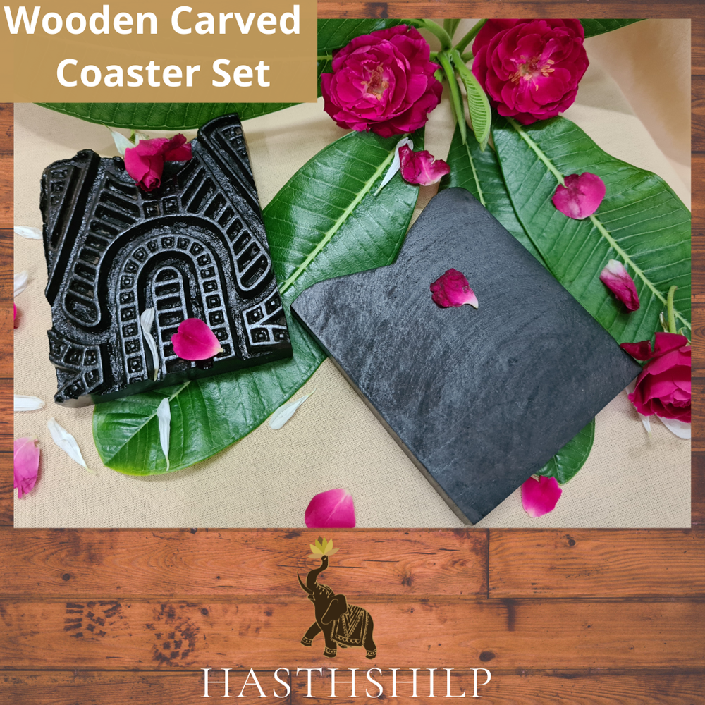 Wooden Carved Coaster (Set of 2)