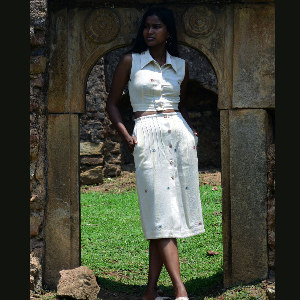 Collared Sleeveless Top and Skirt