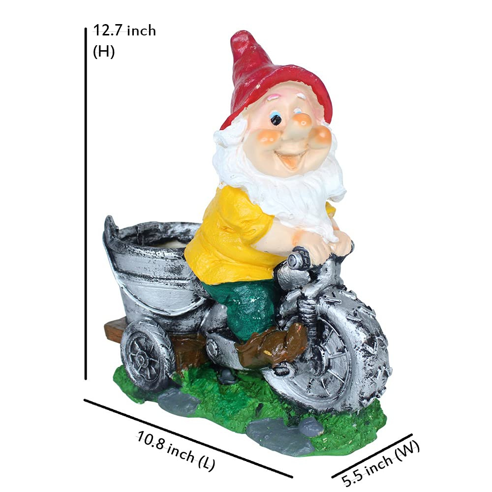 Gnome Riding Bike Planter