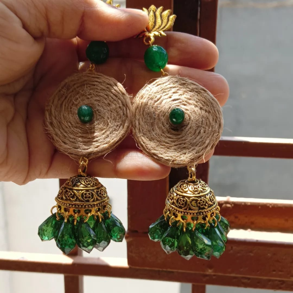 Jute Jewellery with Antique Jhumka Base