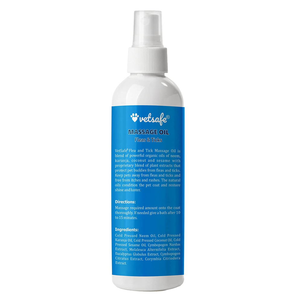 VetSsafe Massage Oil for Dogs Flea and Tick Control (200ml)