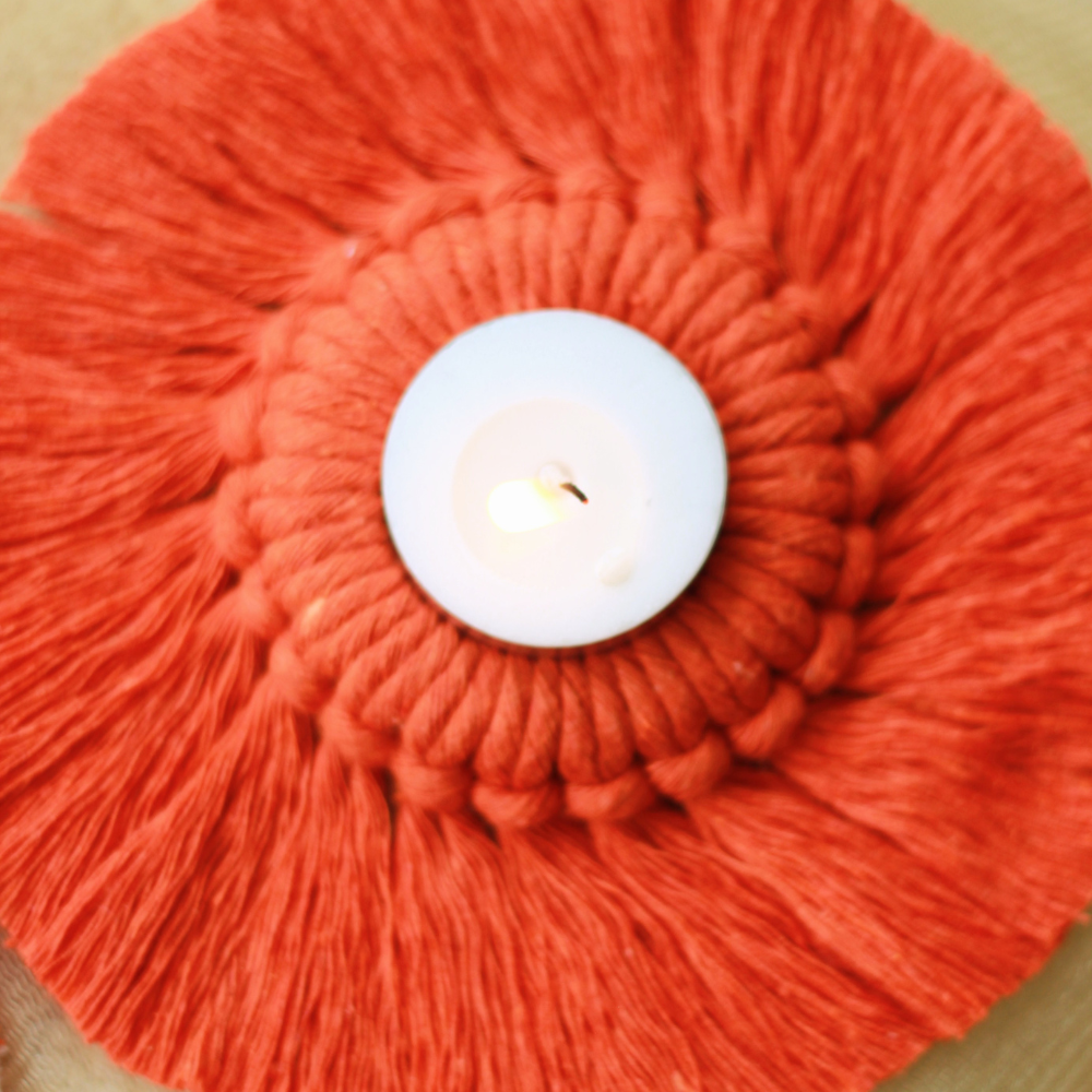 Monotone Macrame Tealight Candle Holder