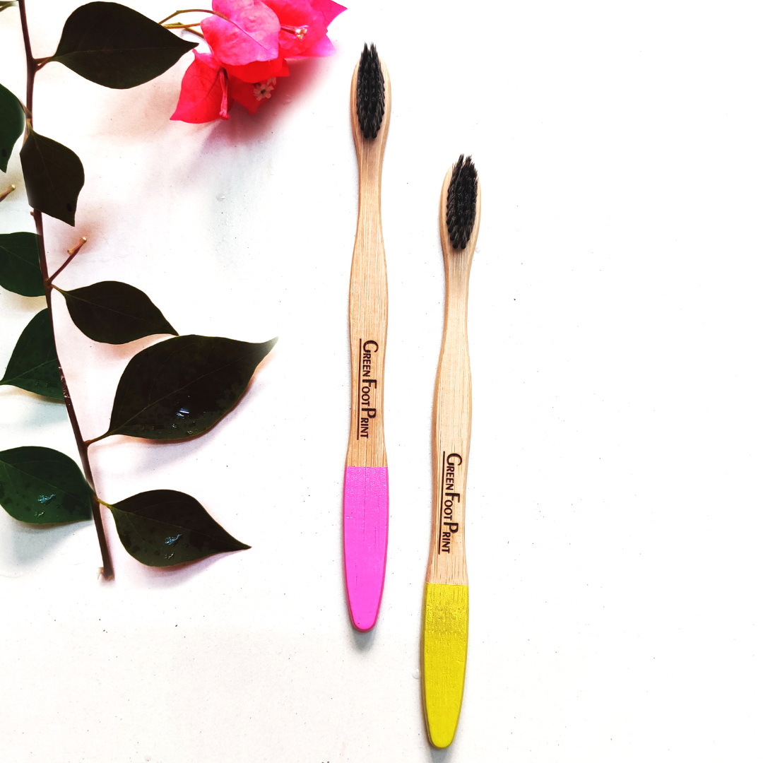 Natural Bamboo Toothbrush - Pack of 2 (Charcoal bristles)