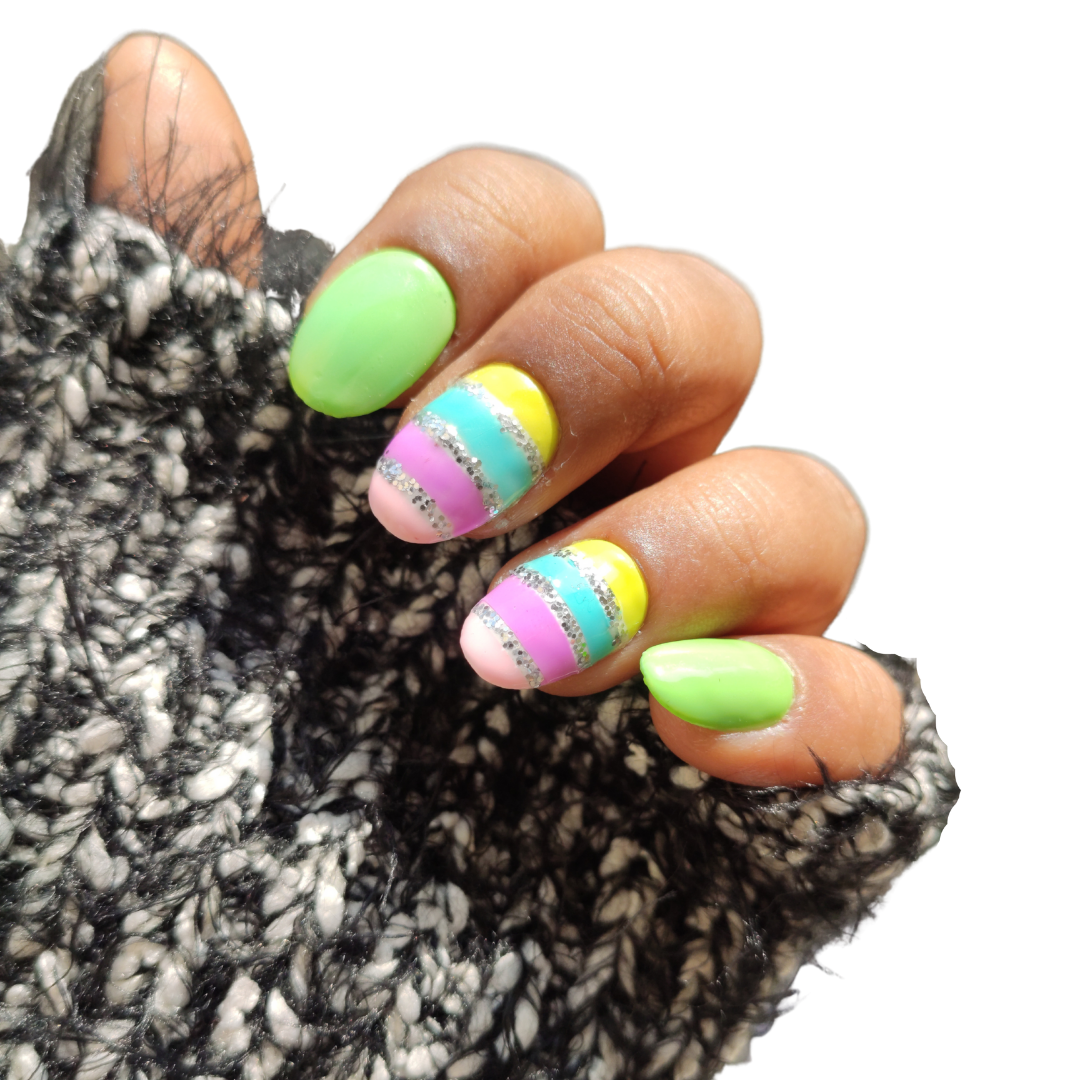Multi-Colour Oval Nail Strips