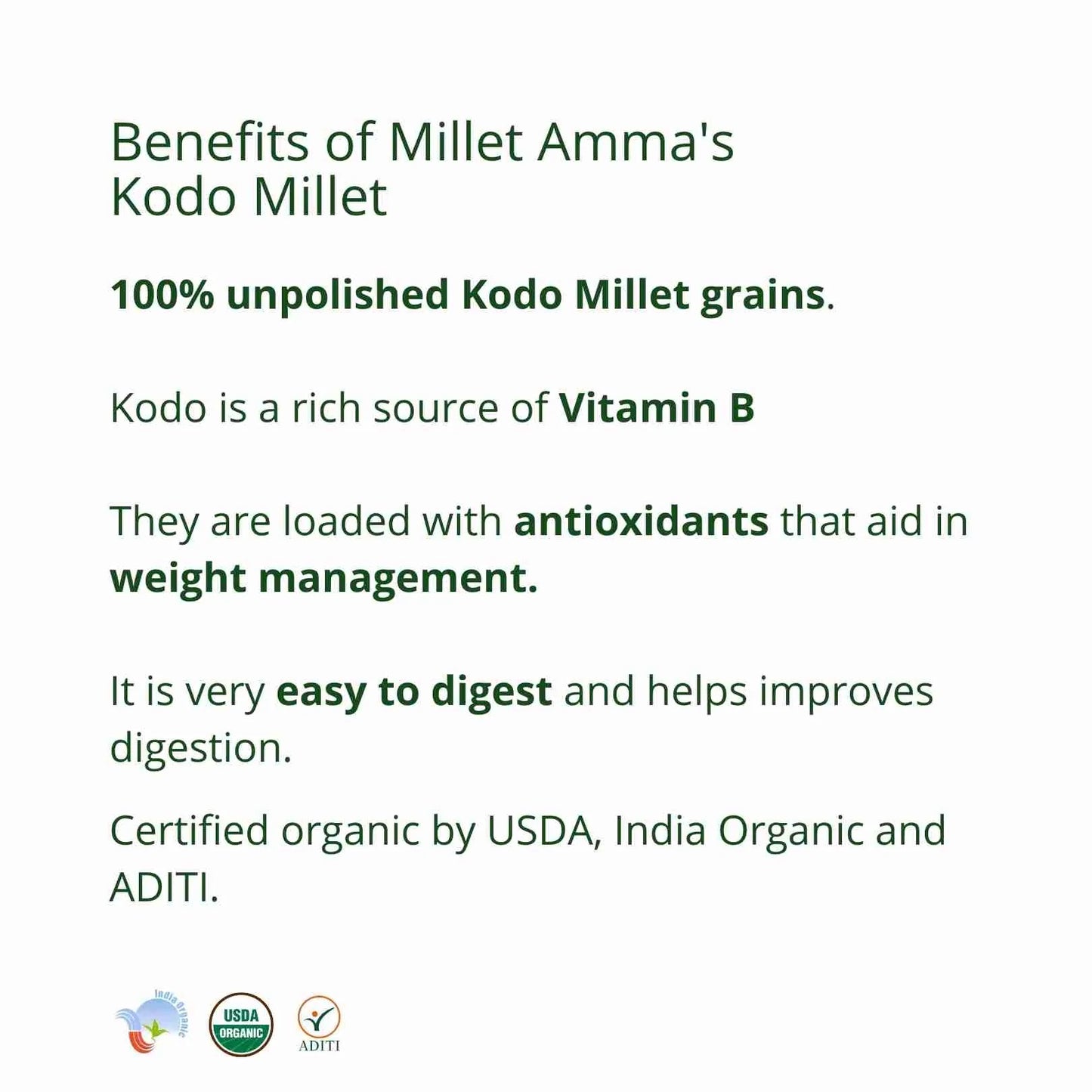 Millet Amma Organic Kodo Millet (500g)